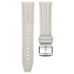 Elegant 22mm Soft Leather Watch Strap Bracelet - Huawei GT5 Pro 46mm (Rice White)