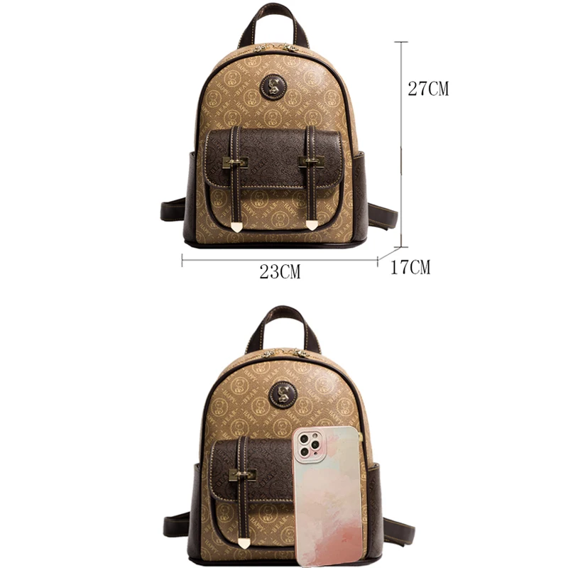 2023 Women's Highquality PU Leather Backpack Luxury Designer Bear Pattern  Retro Leisure Shoulder Bags Women Travel Antitheft Bag - AliExpress