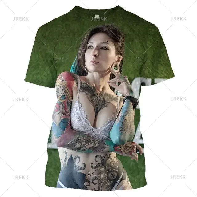 thumbnail image 1 of Camiseta con estampado 3D para hombre, ropa de calle informal, holgada, cómoda y transpirable, Bikini Sexy de verano, 1 of 5