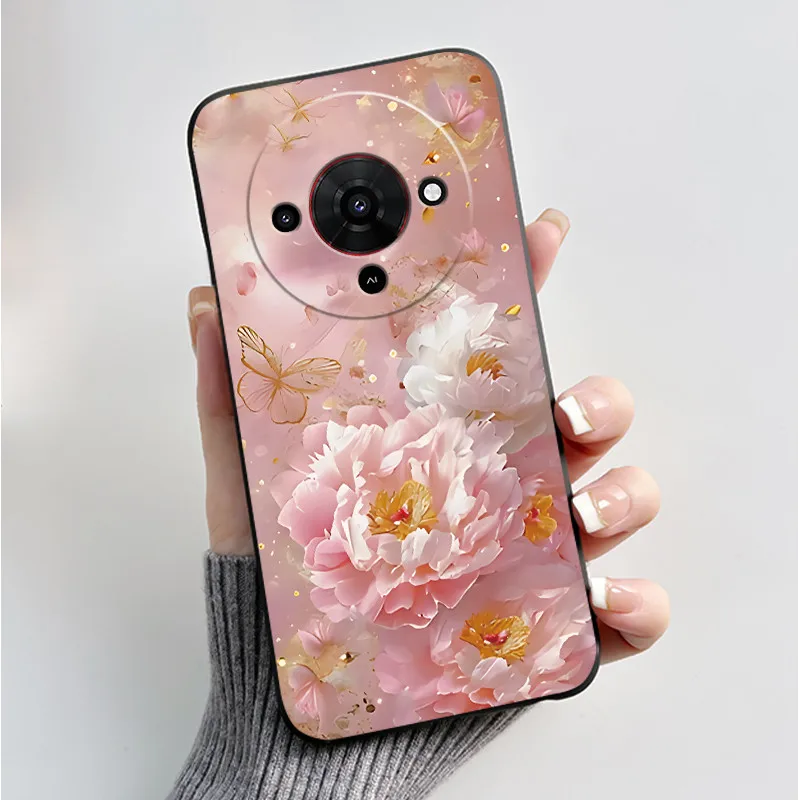 Butterfly Flower Black Soft Silicone Phone Case - Stylish Protective Back Cover