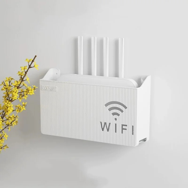 Wireless Wifi Router Shelf Storage Box Wall Hanging Plastic Organizer Box Cable Power Bracket Organizer Box Home Decor