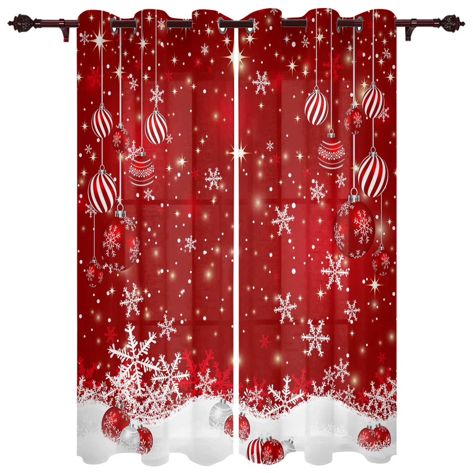 Christmas-Balls-Snowflakes-Window-Curtains-for-Living-Room-Luxury ...