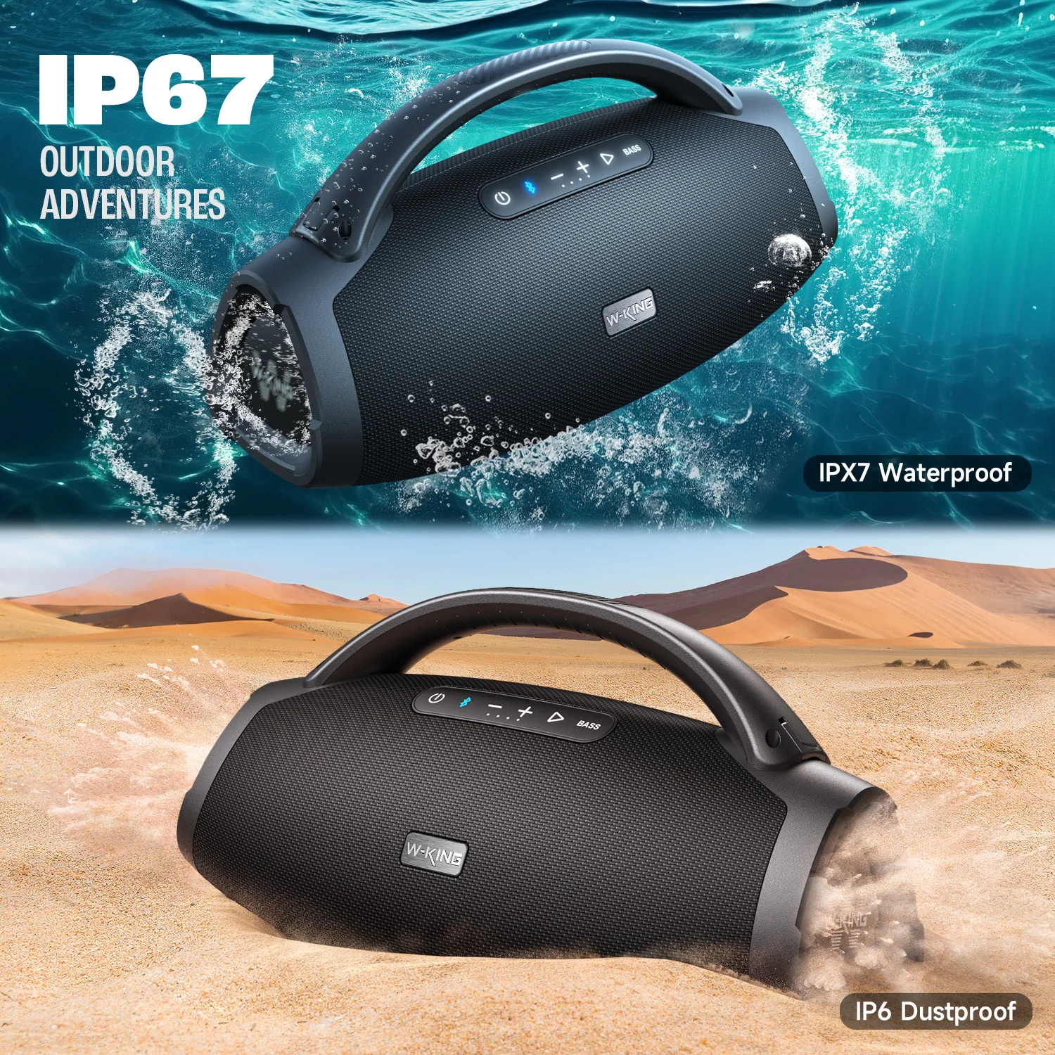 Bluetooth Speaker W-KING 200W RMS Portable Bluetooth Speakers Massive Bass Party Boombox IPX7 Waterproof Large Loud Outdoor