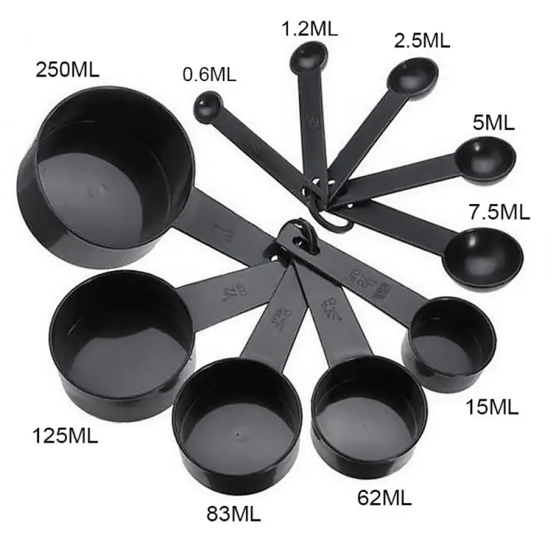 Kitchen Measuring Spoons Measuring Spoon Set set Measuring Spoons Kitchen Cook Black Plastic Teaspoon Scoop Measuring Spoons Cups Set Tools Kitchen Tools