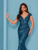 Elegant Blue Evening Dress For Women Long 2025 Luxury Mermaid Formal Sequins Prom Wedding Party Cocktail Dresses - Image 6