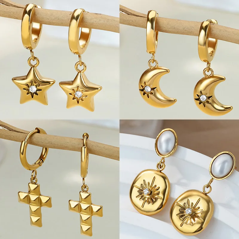 Zircon Earrings Stainless Steel Women Christmas Wedding Jewelry