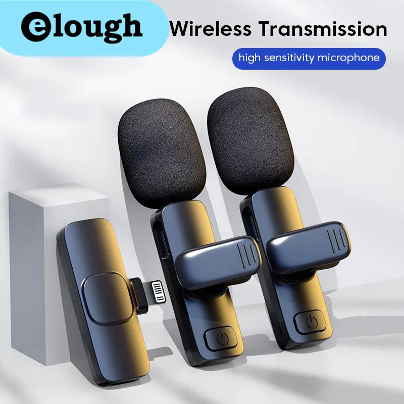 

Elough Wireless Lavalier Microphone Portable Audio Video Recording Noise Cancellation Mini Microphone with TypeC/IOS Receiver