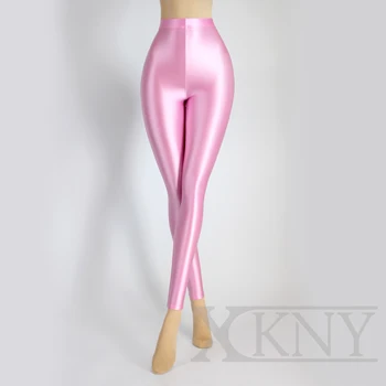 XCKNY Sexy Satin Glossy High Waist Sport Women Fitness Shiny Yoga Pants Tights Leggings High Elastic glossy pants