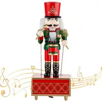 Christmas Ornaments Wooden Nutcracker Soldier Cartoon Character Music Box Home Tabletop Decoration Holiday Gifts 1
