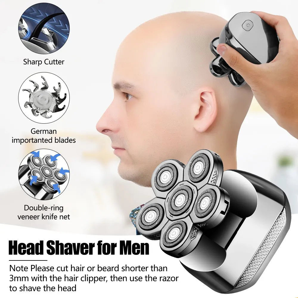hiena 4D Head Shavers for Bald Men, Upgraded 9 Floating Heads 6-in-1 Rechargeable Waterproof Wet Dry Bald Head Shavers for Men 2