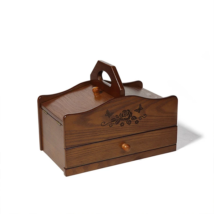 

Rustic Dark Brown Wooden Office Home Drawer Storage Box Cabinet/Jewelry Organizer Handle