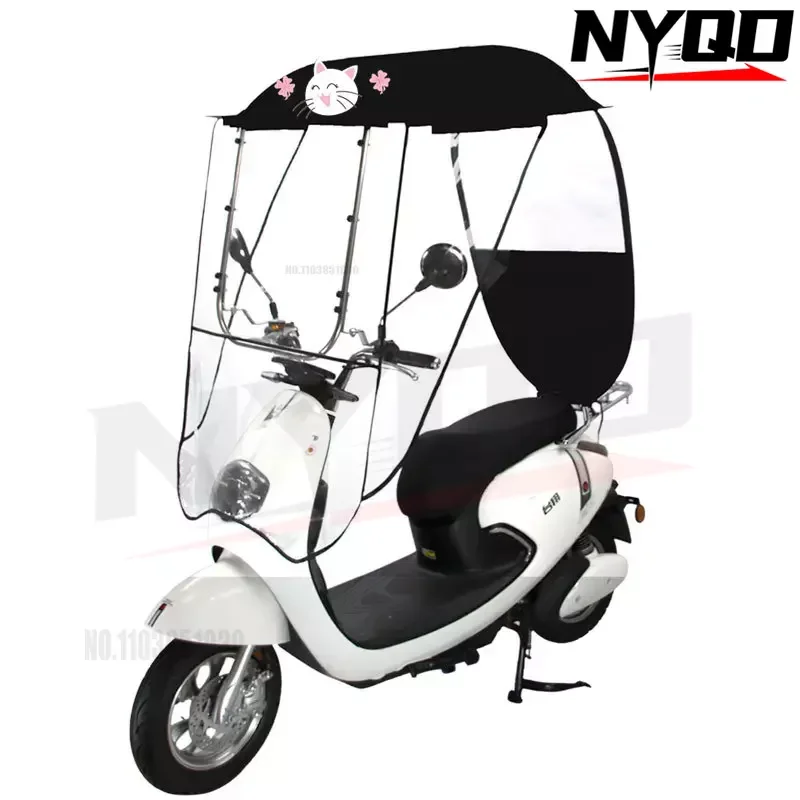 Cartoon pattern foldable electric car canopy thickened windproof windshield motorcycle umbrella sunshade