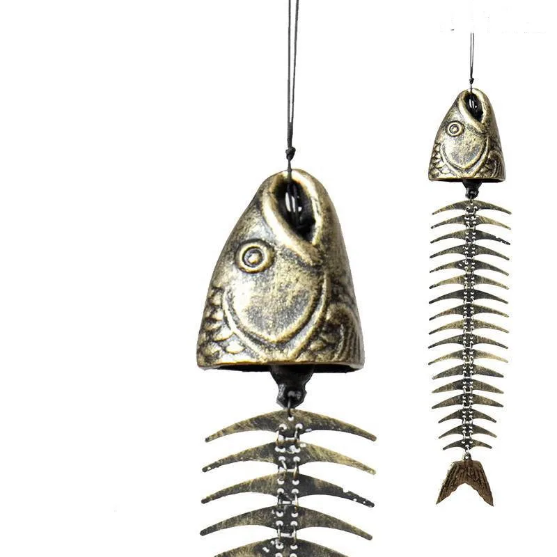 

40cm Fishbones Wind Chimes Retro Fish Bone Wind Chimes Ornaments Metal Wrought Iron Wind Chimes Garden Living Room Balcony Decor