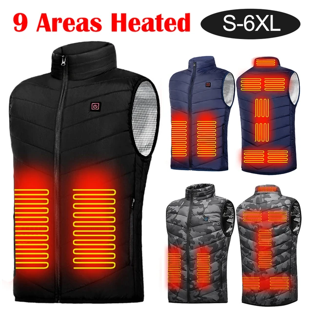 Heated Jacket 9 Heat Areas Thermal Vest USB Sportswear for Skiing Fishing  Hiking