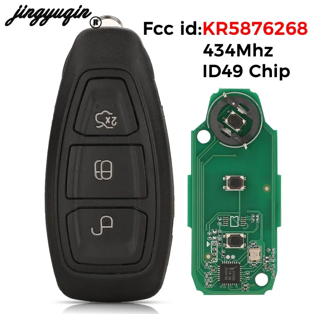 

Jingyuqin 3 кнопки для Ford Focus 2015 - 2019 C-MAX 2013- 2016 Fiesta 2015- 2016 дистанционный Автомобильный ключ 434 МГц ID49 чип FCCID: KR5876268