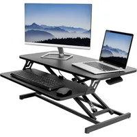 Height Adjustable 32 inch Stand Up Desk Converter, Quick Sit to Stand Tabletop Dual Monitor Riser Workstation 2
