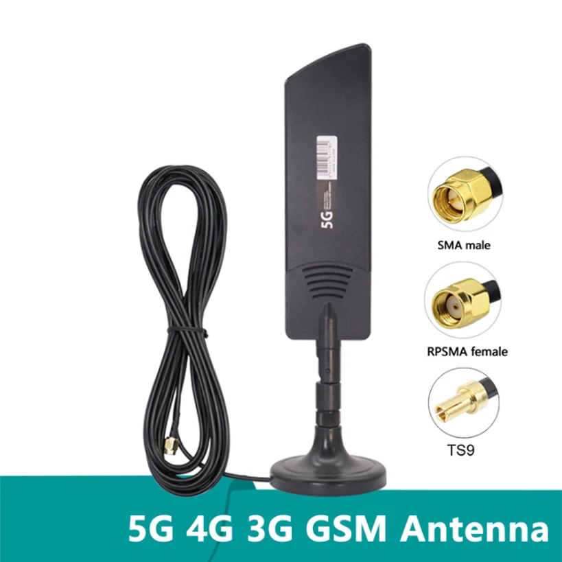2PCS 신호 강화 LTE, 5G, 4G, 3G, GSM, 600-6000Mhz 22dBi 전방향성 WiFi 라우터 안테나(TS9 SMA Male 포함)