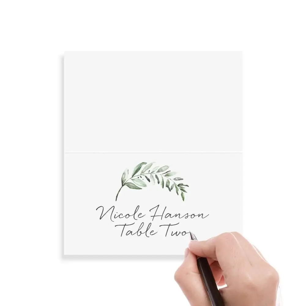50pcs Blank Green Leaf Table Place Cards Thank You Cards Simplicity Paper Tented Name Card Printing Gift Bridal Shower place cards