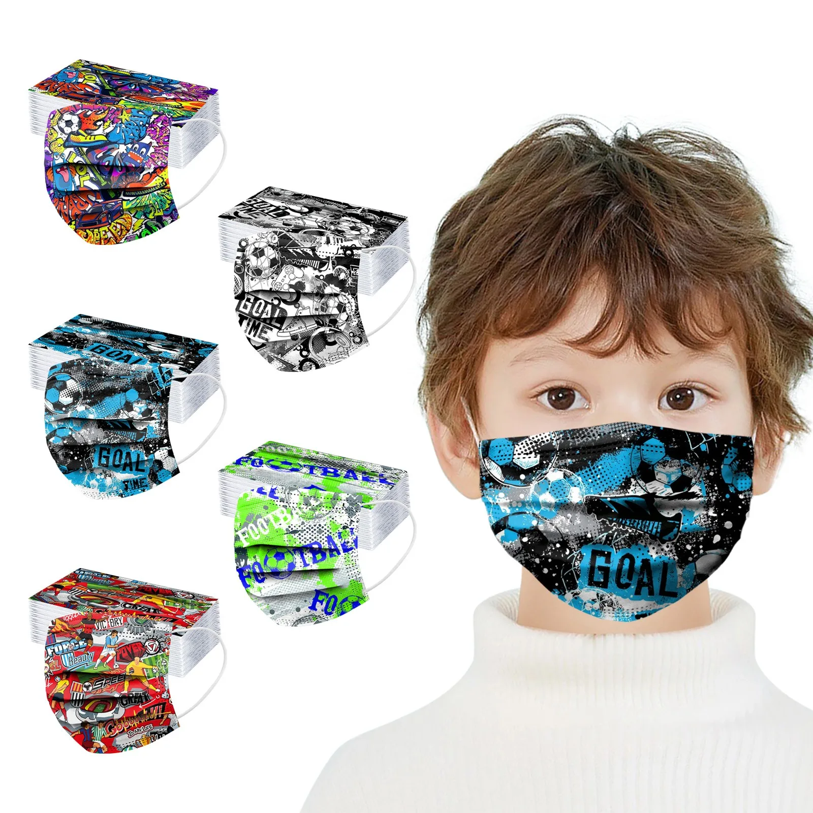 

50pcs Kids Face Mask Disposable 3 Ply Safety Face Mask 4-12 Children Face Mask Facial Dust Mask Mouth Cover 마스크 маски マスク가면