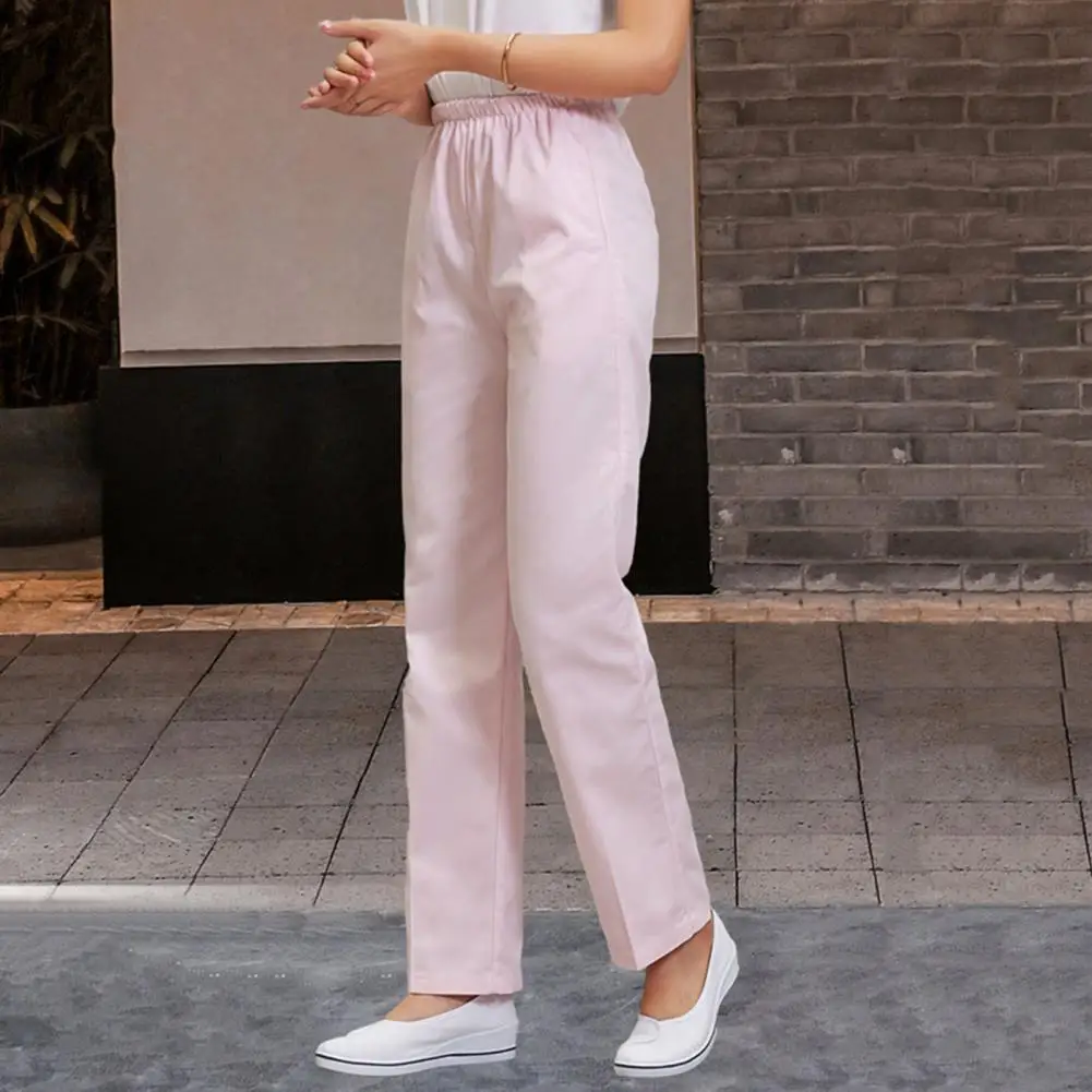 

Loose Fit Nurse Pants Solid Color Mid-rise Elastic Waist Wide Leg Nurse Pants for Doctors Nurses Comfortable Long for Summer