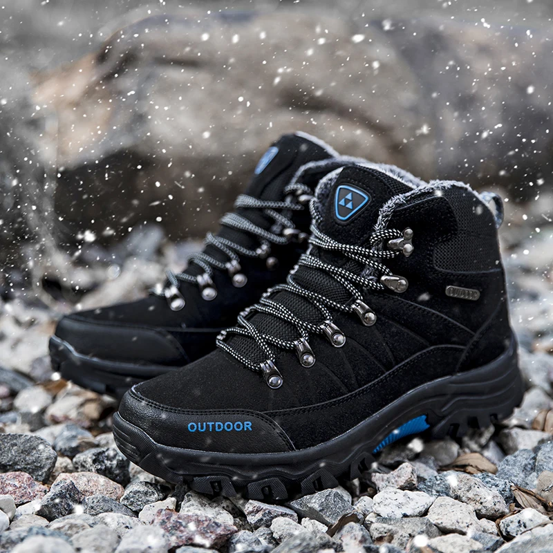 

Men Winter Snow Boots Waterproof Non-slip Sneakers Warm Men's Boots Outdoor Male Hiking Boots Rubber Wear-resistant Work Shoes