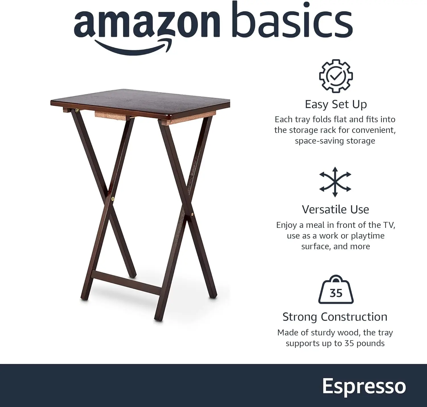 Foldable tray table set image 2