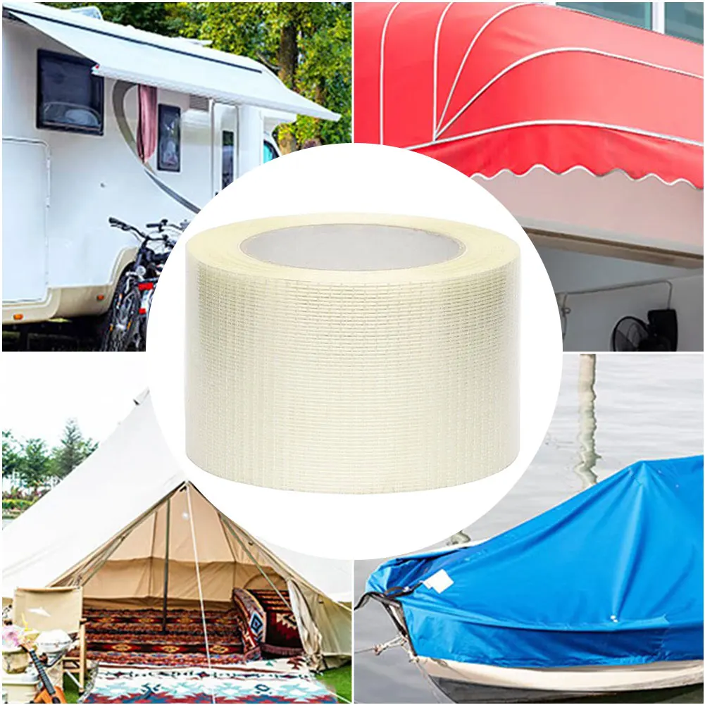 Adhesive Repair Tape Fiberglass RV Awning Repair Tape Waterproof Canvas Repair Tape for RV Awning Tent Boat Covers