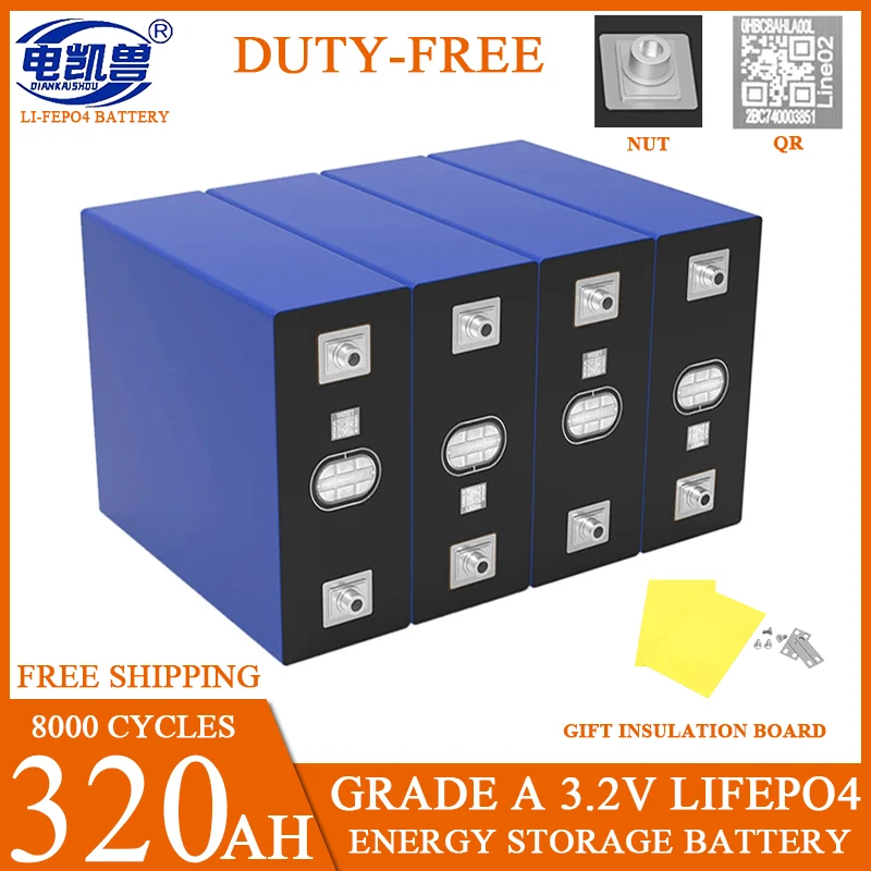 

NEW 3.2V 320Ah Lifepo4 Battery Lithium Iron Phosphate Cell 4s 8s 12v 24v Travel Solar RV Campers batteries Grade A Tax Free