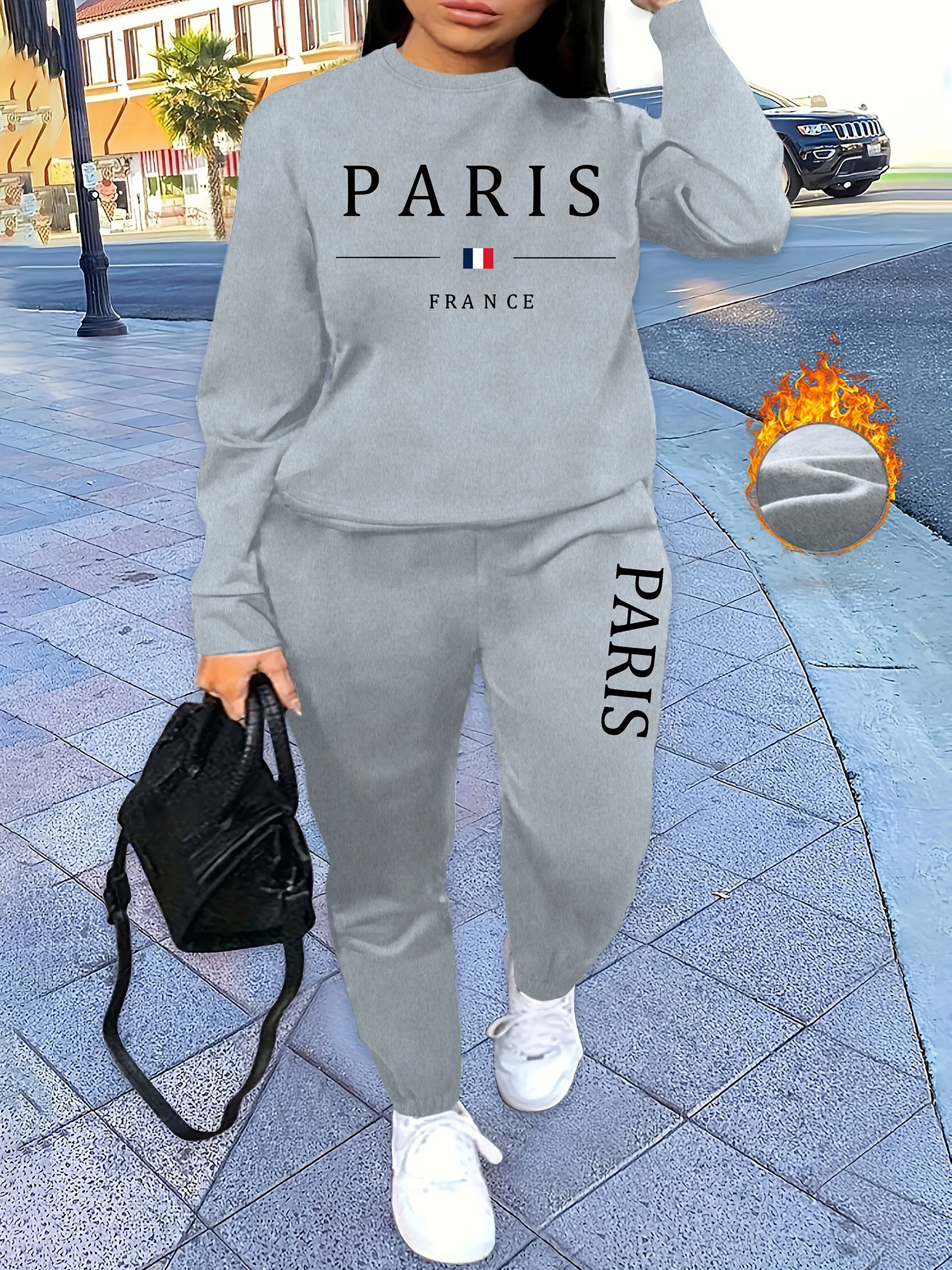 Women's Tracksuit Two Piece Set - gray