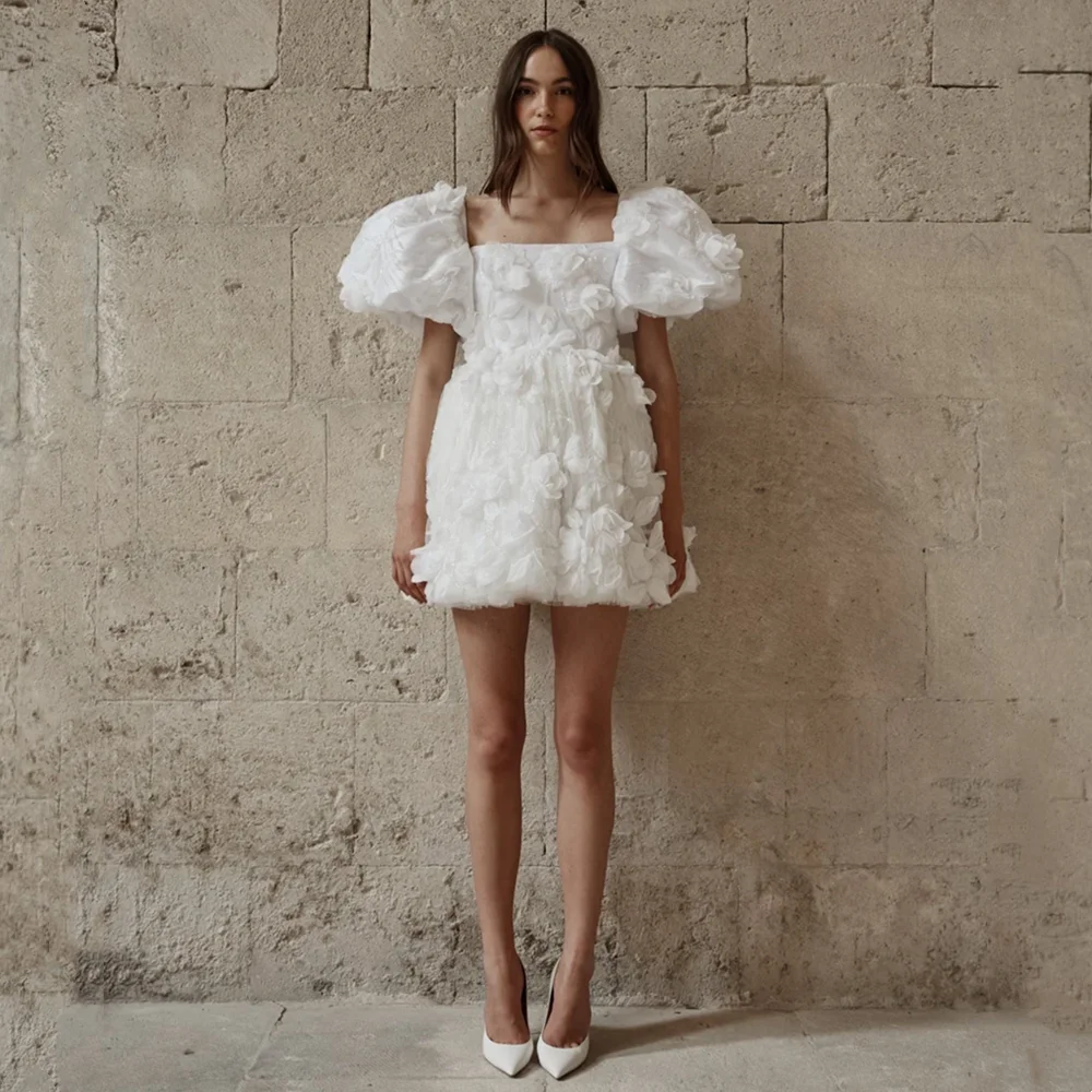 Short Wedding Dress With Square Neck Elegant Bridal main image 1