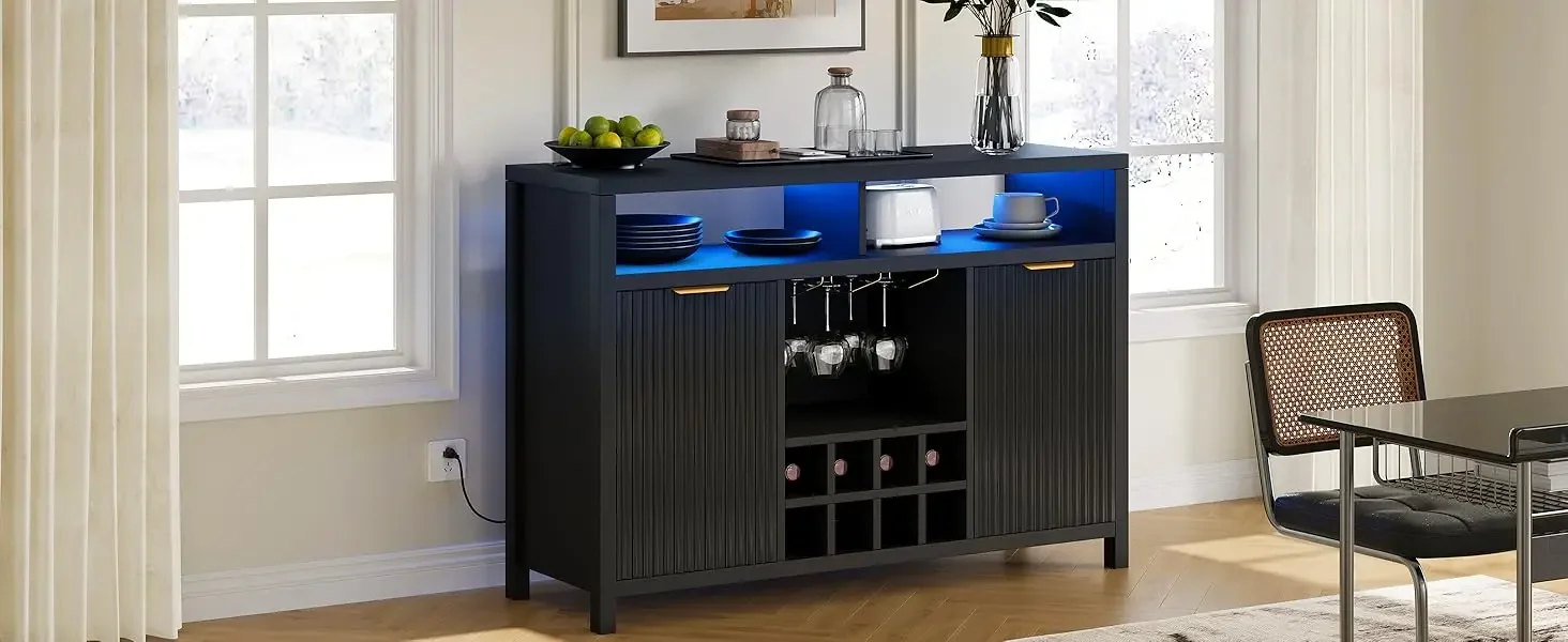 black fluted wine cabinet