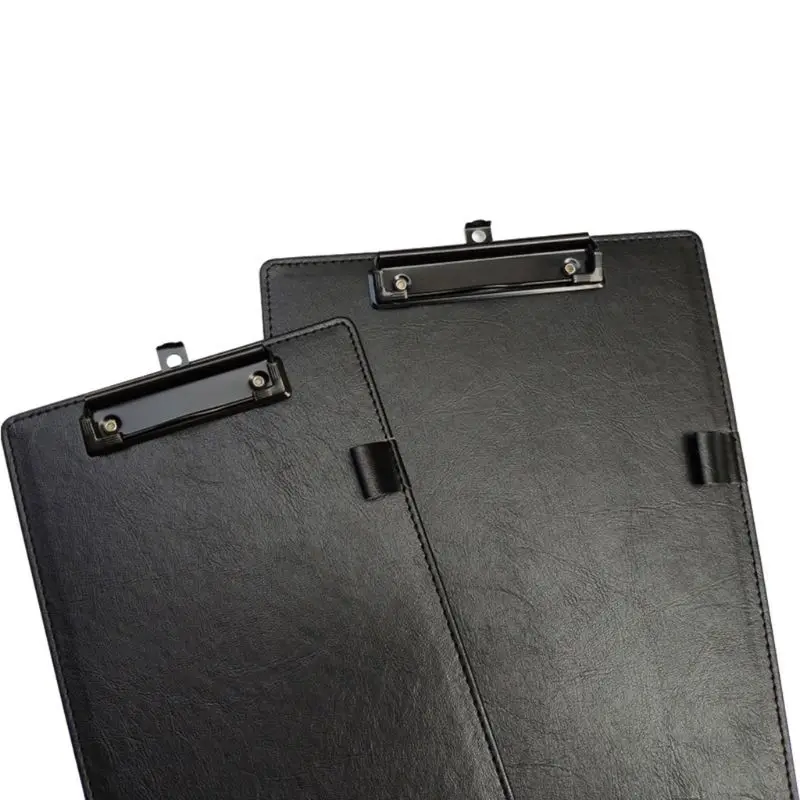 PU Leather A4 A5 File Paper Clip Board Writting Pad Folder Document Holder with Pen Clip P9JD