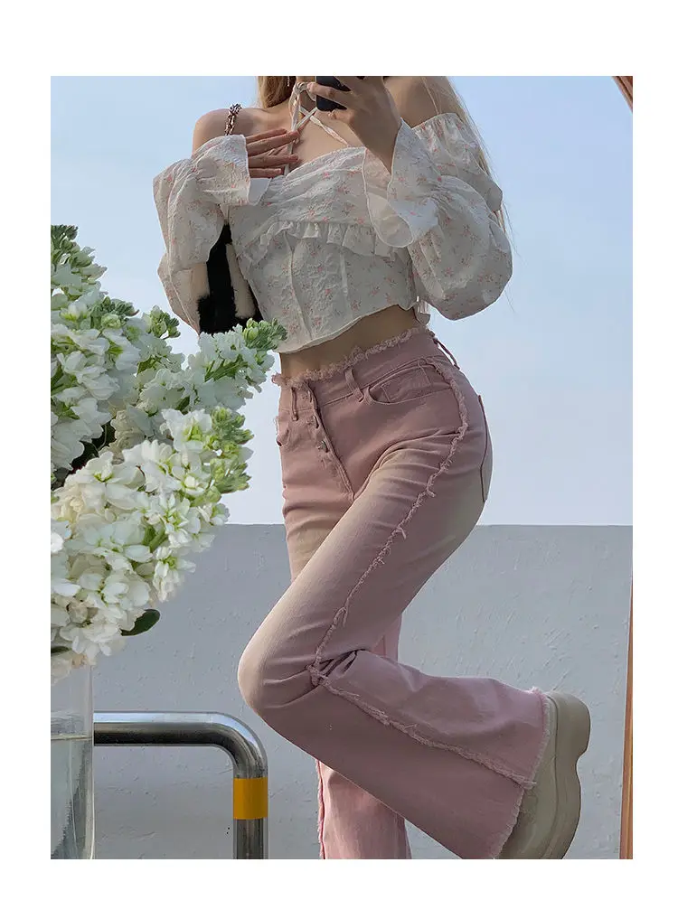 デニム・ジーパン DOUBLE C CROSS PINK FLARE JEANS ( COZY X CH2) DOUBLE C CROSS PINK FLARE JEANS ( COZY X CH2) – COZY WORLDWIDE