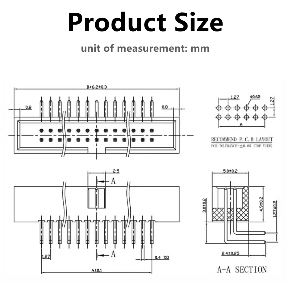 DIP 1.27mm 6P 8P 10 12P 18P 20P 24 26 30 34 40P 50pin MALE SOCKET Bent needle idc box headers PCB CONNECTOR DOUBLE ROW DC3 10pcs wire connectors wiring connector