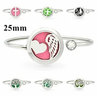 25mm 316L Stainless Steel Aromatherapy Bangle diffuser locket Bracelet Jewelry free 10pcs pads 1
