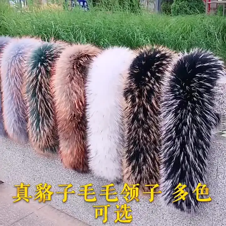 Natural Raccoon Fur Collar Women Winter Warm Real Fur Scarf Fur