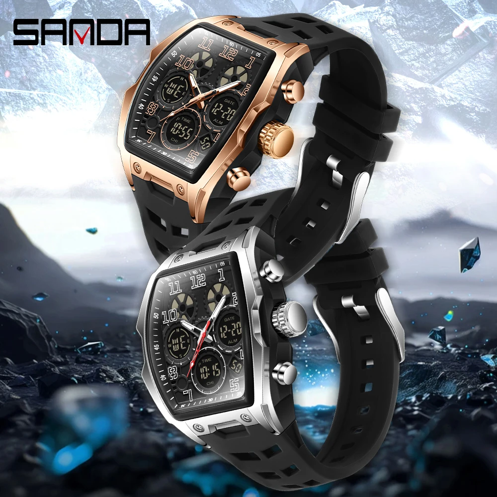 SANDA 6266 Fashion Men's Electronic Watch Sports Multi functional