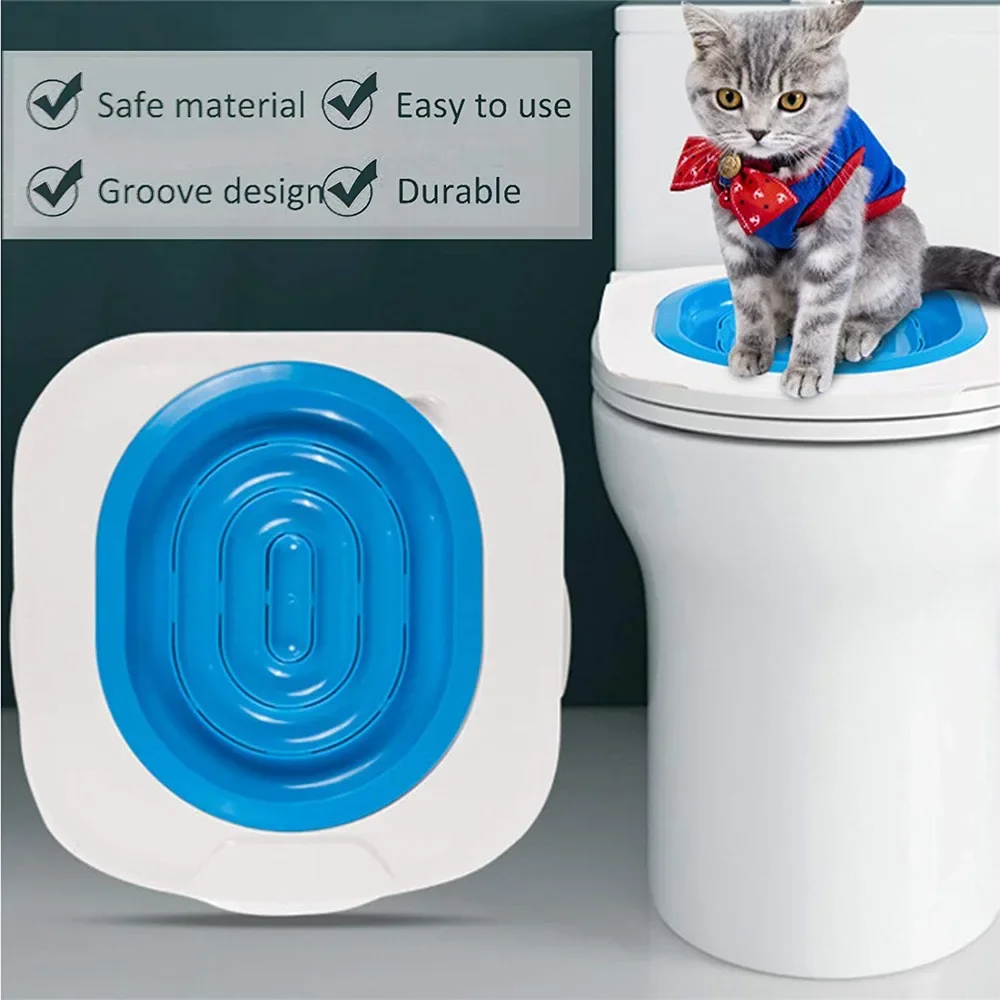 Cat Toilet Trainer Reusable Detachable Cat Potty Training Kit Litter Box Mat Plastic Toilet Cleaning Accessories