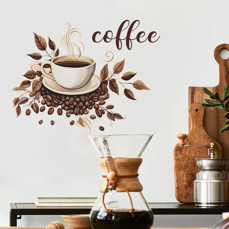Personalized Creative Coffee Cup Cafe Background Wall Stickers Self-adhesive