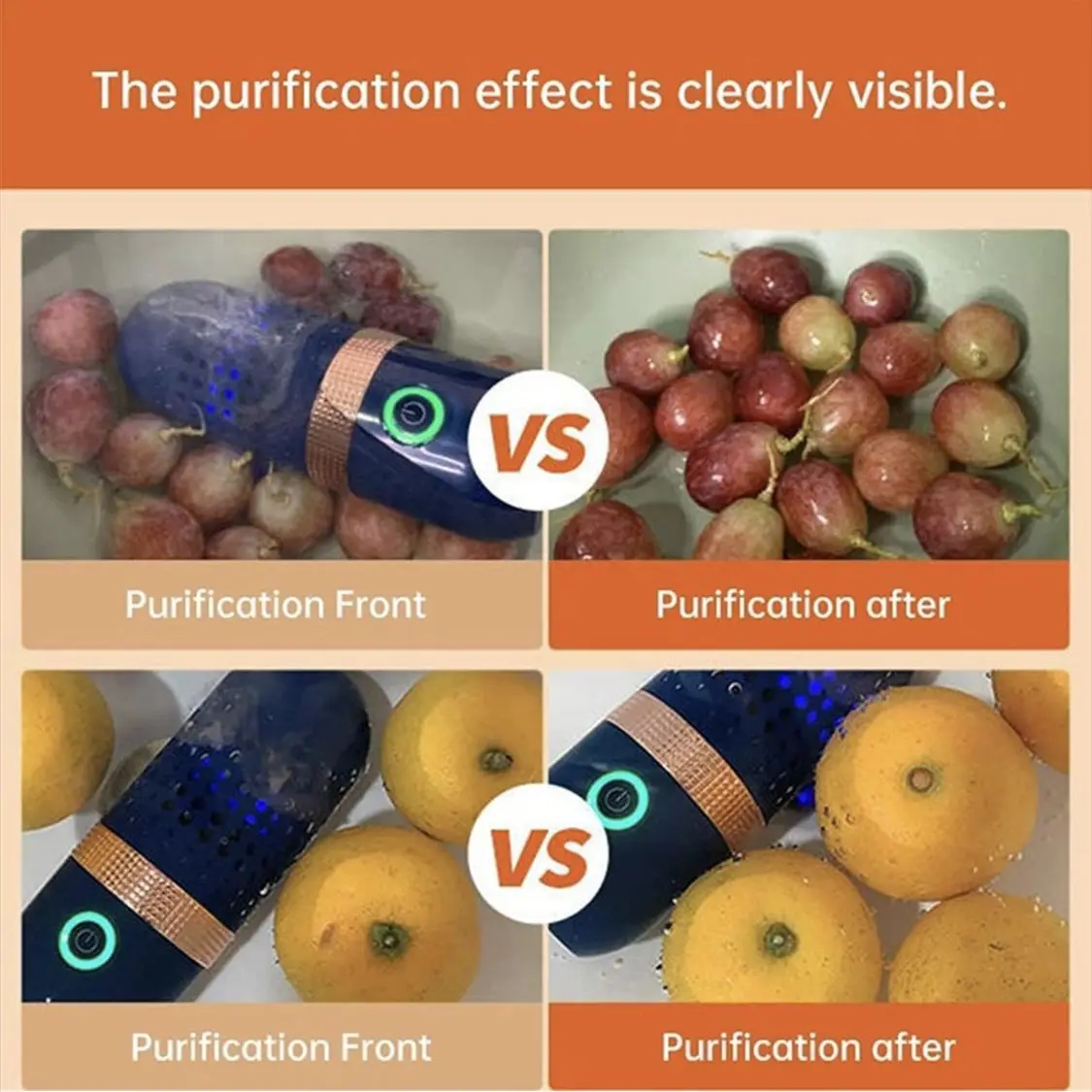 Cordless Fruit Vegetable Washing Machine Capsule Shape Portable Wireless Fruit Food Purifier Household Food Cleaner Machine