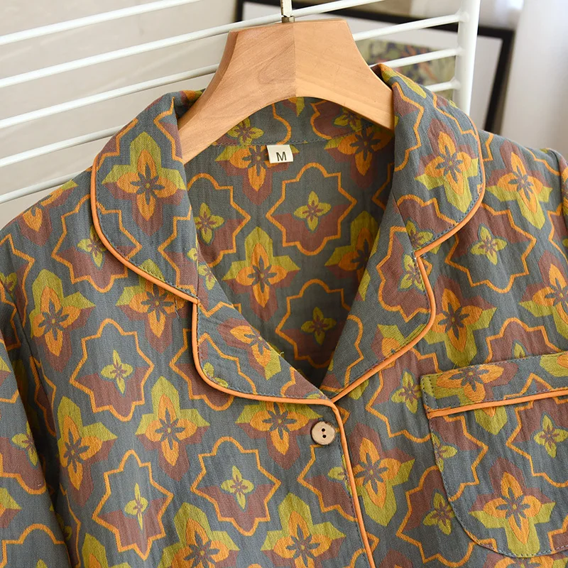 Double Layer Women's Underwear Pyjama Set Sleepwear Cotton Ladies Nightwear Room Wear Autumn New Two Piece Nightie Suit