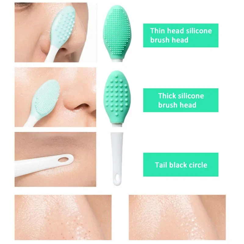 Skin Care Lip Exfoliating Facial Cleansing Face Scrub Nose Clean Brush Blackhead Remove Silicone Double-Sided Skin Care Tool 2
