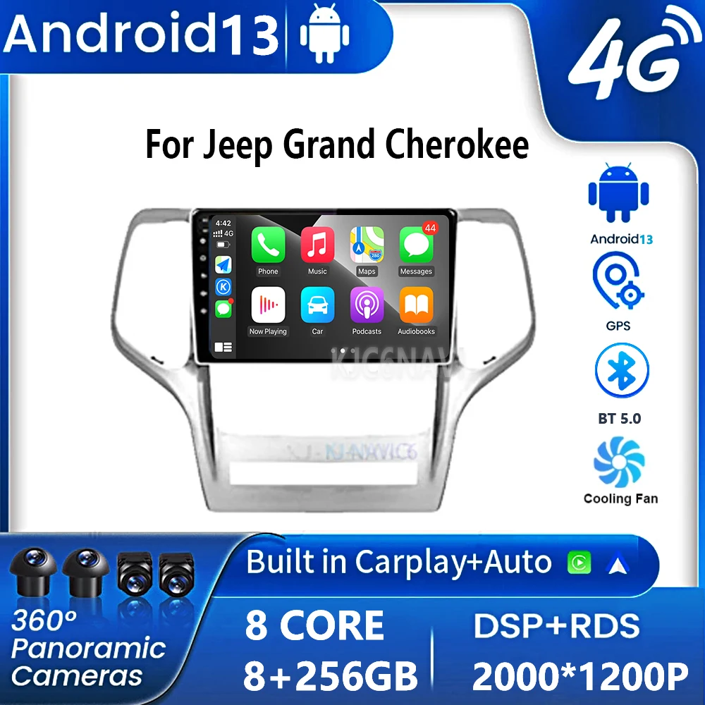 

9 дюймов Android 13 для Jeep Grand Cherokee 2008 2009 2010 2011 2012 2013 Автомобильный мультимедийный стерео плеер навигация GPS Авторадио