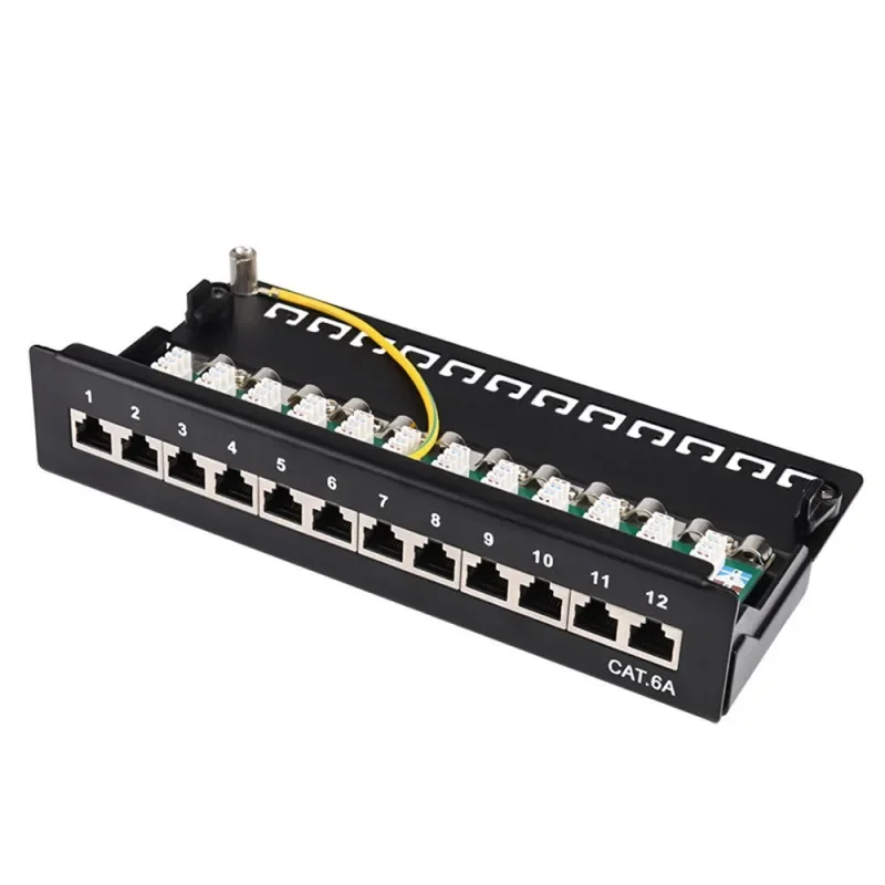 Cat6A 12 Port Patch Panel Full Shielded Wall Mounted for RJ45 Keystone Jack Sockets Desktop Wall Mount Keystone patch panel enclosure