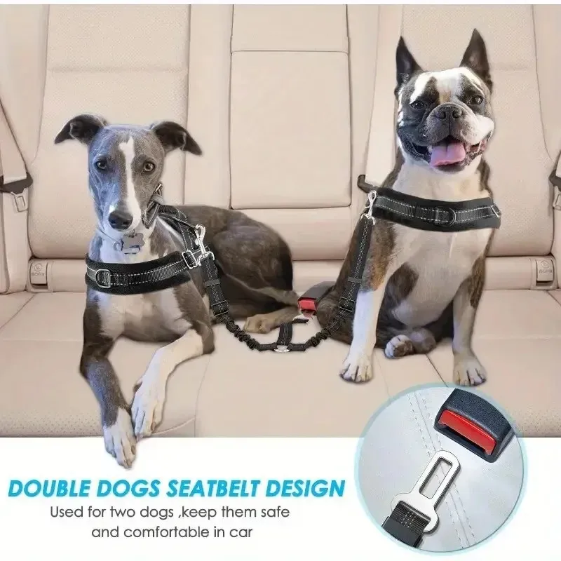 Dog Seat Belt Pet Car Seat Belt Reflective Towing Rope One Tow Two Dog Ropes Large Dog Explosion-proof Punching
