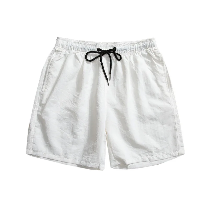 2023 Summer New Men's Casual Shorts Japanese Pure Color Simple Personality Versatile Unisex Couples Beachwear Cropped Shorts 2