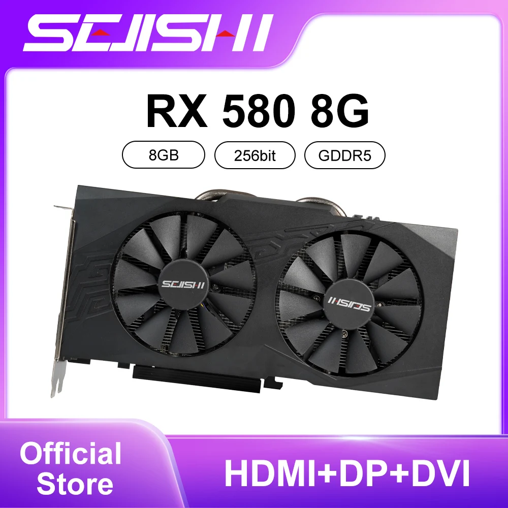 SEJISHI-RX-580-8GB-Video-Card-GDDR5-256Bit-2048SP-Graphics-Card-GPU-AMD ...