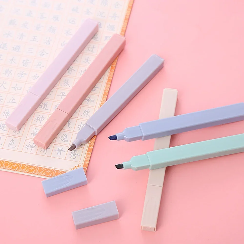 Kawaii Pastel Color Highlighter Pen Fluorescent Marker Pens Assorted Colors Pen No Bleed 1-12Pcs School Office Supply highlighter pen marker pen highlighter marker