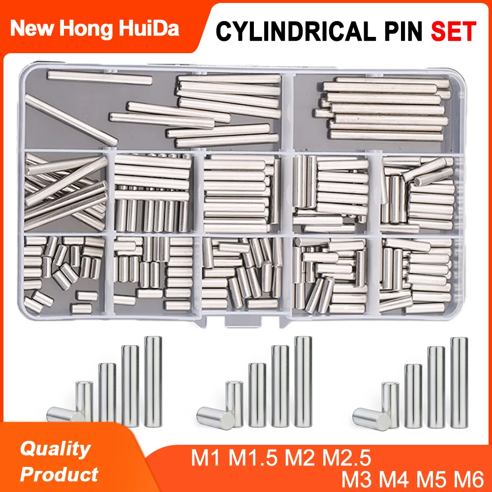 Cylindrical Locating Dowel Assorted Kit M1 M1.5 M2 M2.5 M3 M4 M5 M6 Dowel Pin 304 Stainless Steel Solid Cylinder Pin Set