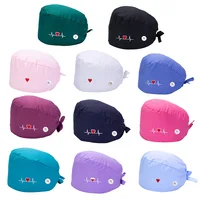 Fashion Floral Surgical Cap Doctor Hat Nurse Printin Solid Color Embroidery Operating Room Medical Women Operating Room Hat 1